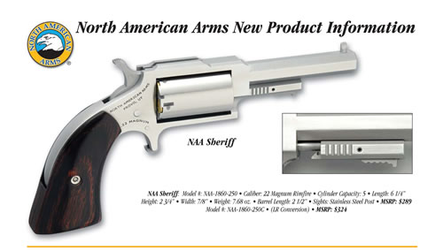 NORTH AMERICAN ARMS SHERIFF 22MAG 2.5" SS 5SH