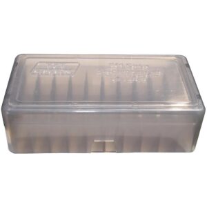 MTM .44/.45 Mag 50-Round Slip Top Handgun Ammo Box Clear Smoke