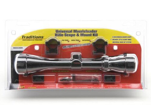 Traditions Muzzleloader Rifle Scope and Mount Kit 3-9x40 Matte Scope Medium Rings and Two-Piece Base A1171