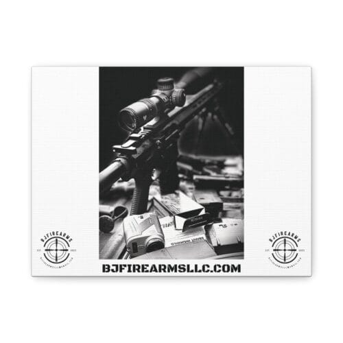 Canvas Wall Art - Matte Stretched Decor for Gun Enthusiasts, Home or Office Decor, Black and White Photography, Gun Lover Gift