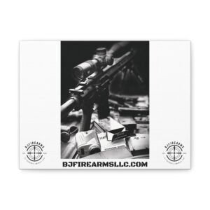 Canvas Wall Art - Matte Stretched Decor for Gun Enthusiasts, Home or Office Decor, Black and White Photography, Gun Lover Gift