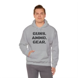 Guns. Ammo. Gear. Hoodie — Tactical Range Pullover with Crosshair Back Print