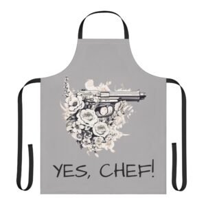Chef Apron with Gun Design, Yes Chef Cooking Apron, Unique Kitchen Gift, Funny Chef's Apron, Fashionable Cooking Apron, Creative [...]