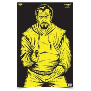 Birchwood Casey EZE-Scorer 23" x 35" BC Bad Guy Black/Yellow - 5/ct Paper Folded