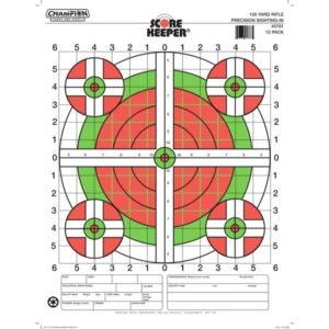 Champion Scorekeeper Paper Targets Fluorescent Orange Green Bull 100 yd. Rifle Sight-In 12/ct