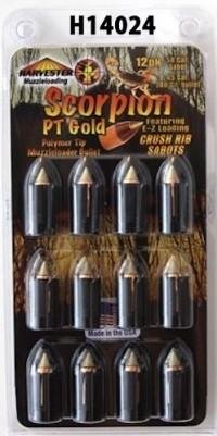 Harvester Muzzleloading Scorpion PT Gold Premium Polymer Tip Muzzleloader Bullets 50 Cal. Sabot 240 gr .451" Polymer Tip 12/pk