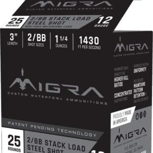 Migra Waterfowl Steel Shot Shotshell 12 ga 3" 1-1/4 oz 1430 fps #2-BB 25/ct