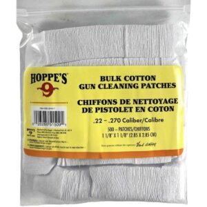 Hoppes .22-.270 Cal Gun Cleaning Patches 1-1/8" 500/ct Poly Bag