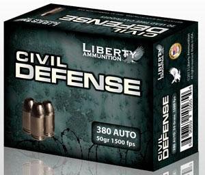 Liberty Civil Defense Handgun Ammunition .380 Auto 50 gr SCHP 1500 fps 20/ct