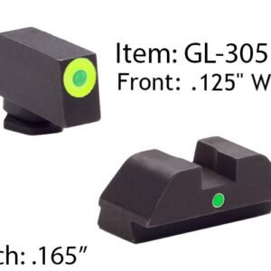 Ameriglo Glock Tritium I-Dot Night Sight Set for Glock 42 43 - Lime Outline Front / Single Green Dot Rear