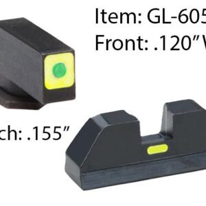 Ameriglo Glock CAP Set For Glock 42 43 - Green Tritium Lime Green Lumi Square Outline Front/Rear