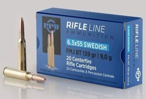 PPU Rifle Ammunition 6.5mm x 55 Swedish 139gr FMJ-BT 2540 fps 20/ct