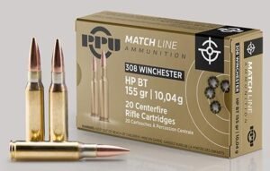 PPU Match Rifle Ammunition .308 WIN. 155 gr HPBT 2610 fps 20/ct