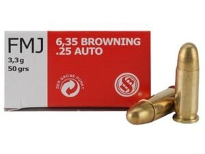Sellier & Bellot Pistol & Revolver Ammo .25 Auto 50 gr FMJ 50/Box