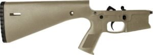 Wraithworks WARP-15 Polymer Complete AR15 Lower Receiver - FDE | Mil-Spec Parts Kit | Integral Buttstock & Textured Pistol Grip | Trap Door Buttplate