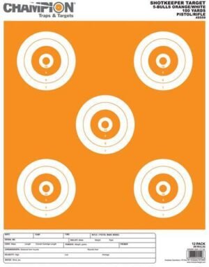 Champion Shotkeeper Targets White & Orange 5 Bull Large 12/Pack