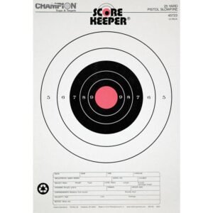 Champion Scorekeeper Targets Fluorescent Orange Bull 25 yd. Pistol Slow Fire 12/ct