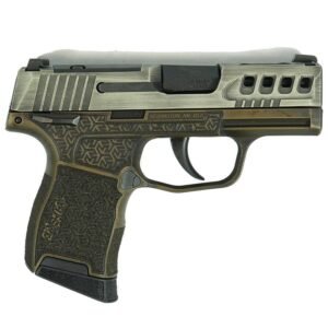 Sig Sauer Distressed Gray Slide/Brown Octagon Grip P365-380 Handgun 380 Auto 10rd Magazine 3.1" Barrel Black Manual Safety
