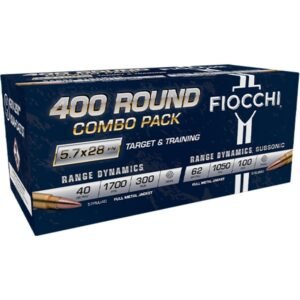 Fiocchi Target & Training Combo Pack Ammunition 5.7x28mm 40gr FMJ 1700fps 150/ct(2) & 62gr FMJ 1050fps 50/ct(2) (400/ct Total)