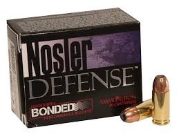 Nosler 9mm +P Defense Ammunition NOS38432 124 Grain Bonded Jacketed Hollow Point 20 rounds