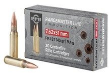 Prvi PPU 7.62x51mm NATO Ammunition PPRM762 145 Grain Full Metal Jacket BT 20 Rounds