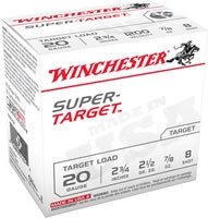 Winchester 20 Gauge Ammunition Target TRGT208 2-3/4" 7/8oz #8 shot 1200 FPS CASE 250 rounds