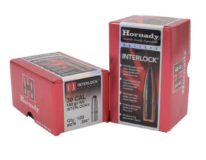 Hornady 30 Cal (.308 Dia) Reloading Bullets H3075 180 Grain Interlock Round Nose Soft Point 100 Pieces