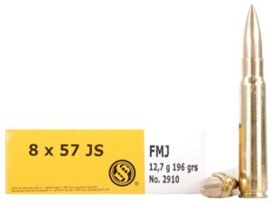 Sellier & Bellot Rifle Ammunition 8x57JS 196 gr FMJ 2540 fps 20/ct