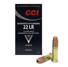CCI 22LR CCI 0074 Segmented HP Subsonic 40 gr 1050 FPS 50 rounds