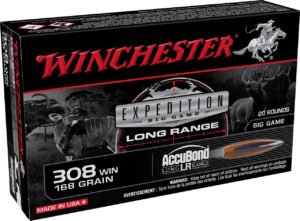 Winchester 308 Win Ammunition Expedition Big Game Long Range S308LR 168 Grain AccuBond Ballistic Tip 20 Rounds