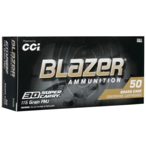 CCI Blazer Brass Handgun Ammunition .30 Super Carry 115 gr FMJ 1150 fps 50/ct