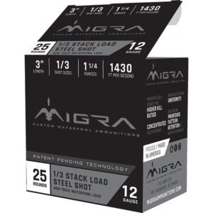 Migra Waterfowl Steel Shot Shotshells 12 ga 3" 1-1/4 oz 1430 fps #1/#3 25/ct
